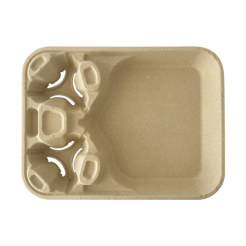 Paper Pulp  Food Tray with Cup Holder