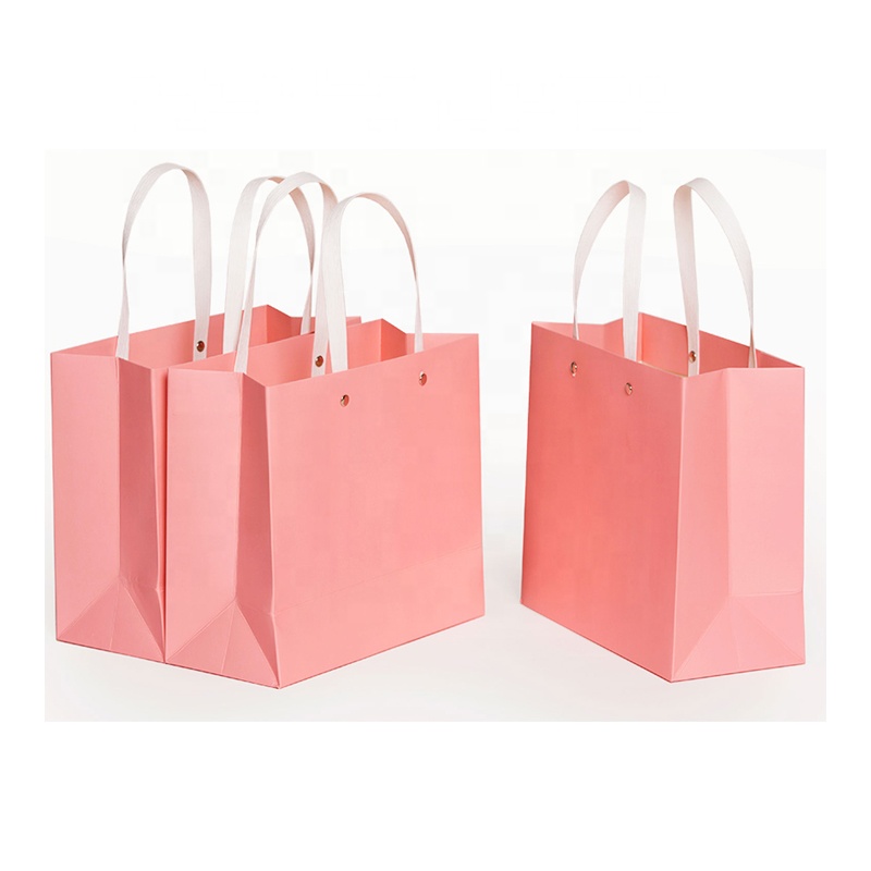 Pink Color Kraft Paper Bag