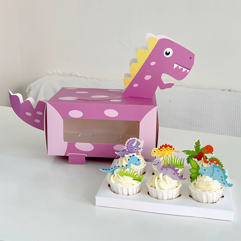 Dinosaur Cartoon Pattern Cake Box
